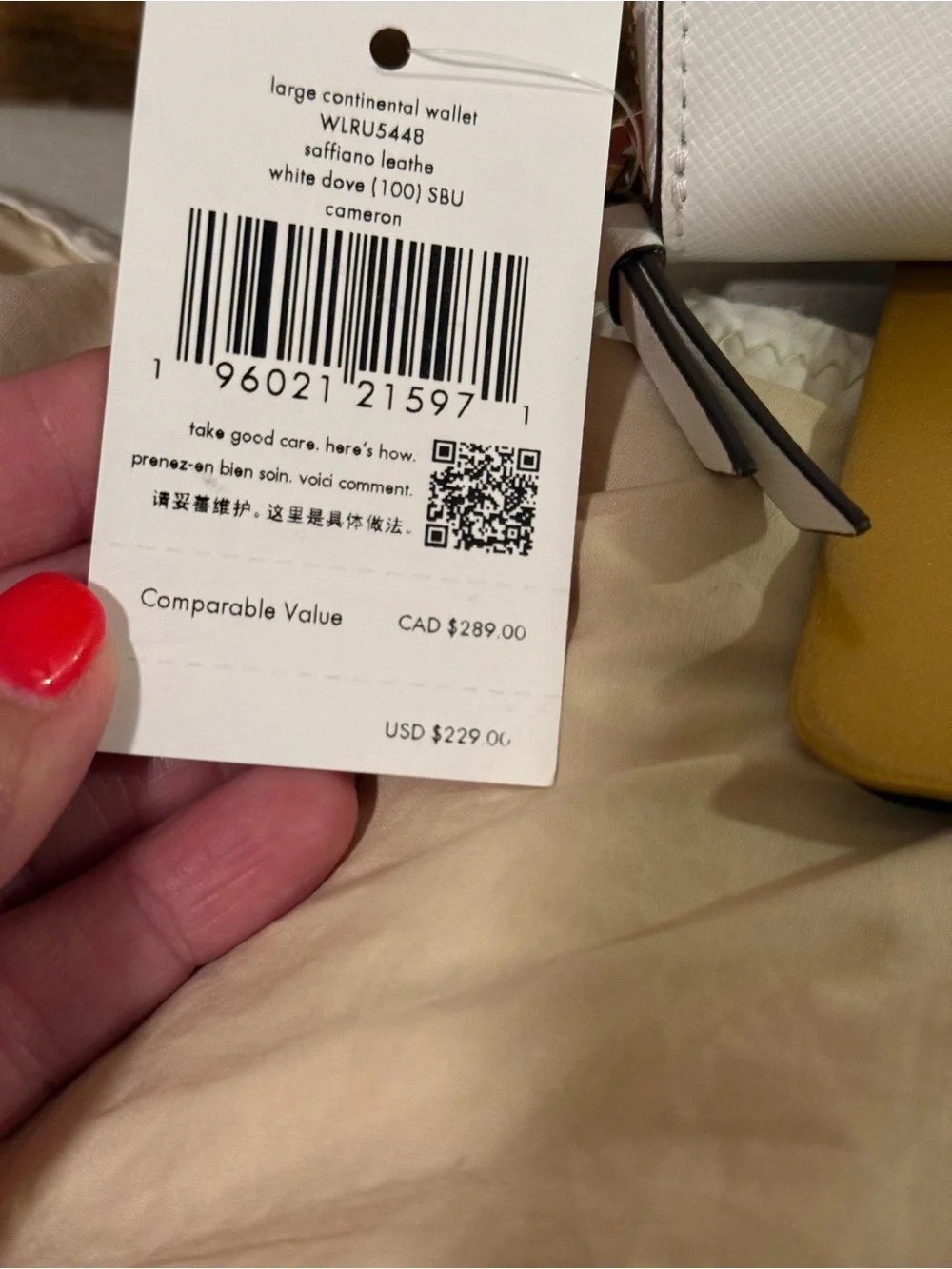 kate spade White Dove Saffiano Large Continental Wallet